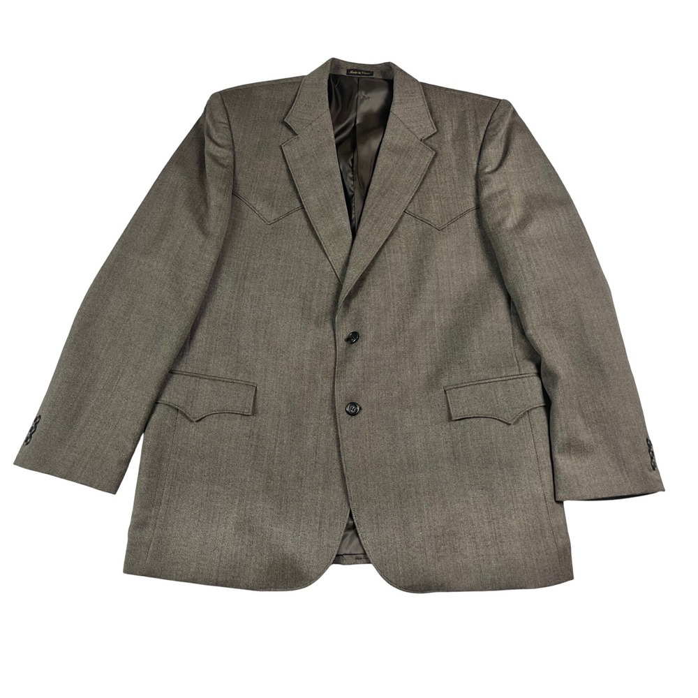 Circle‎ S Mens 48L Brown Lambswool Western Blazer Tweed Cowboy Sport Coat Dallas